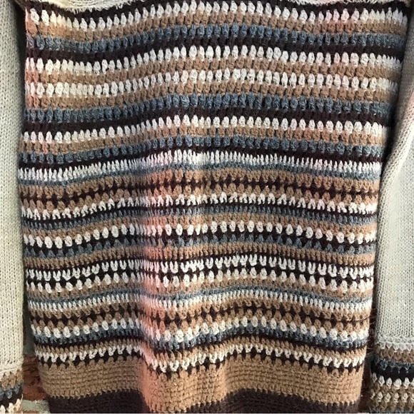 Handmade Knit Crochet Cardigan Grannycore Brown Tan Size Medium - Picture 9 of 13